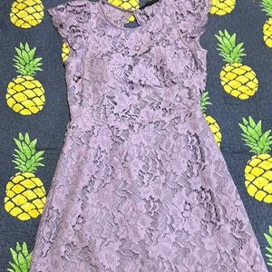 Lavender Laced Open Back Cute Dress